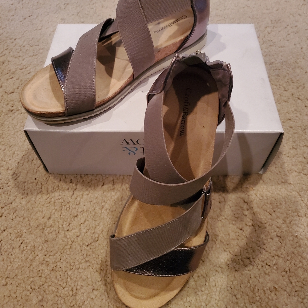zip back pewter sandal